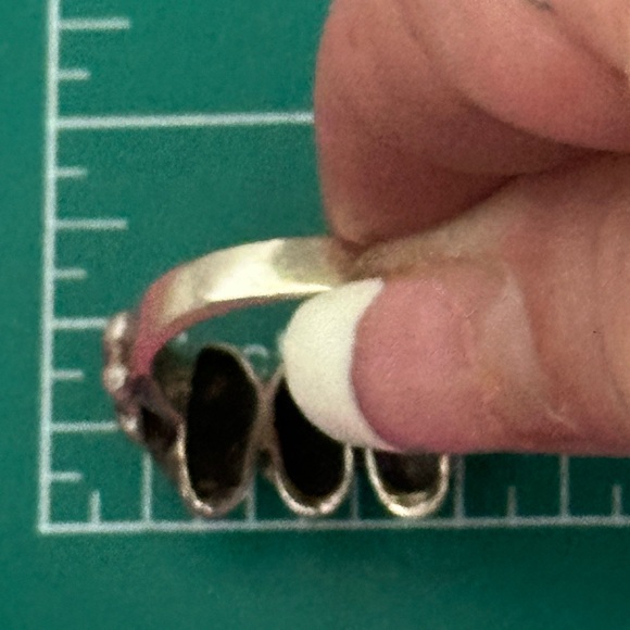 Triple skull unisex men's sterling silver ring - Picture 5 of 10